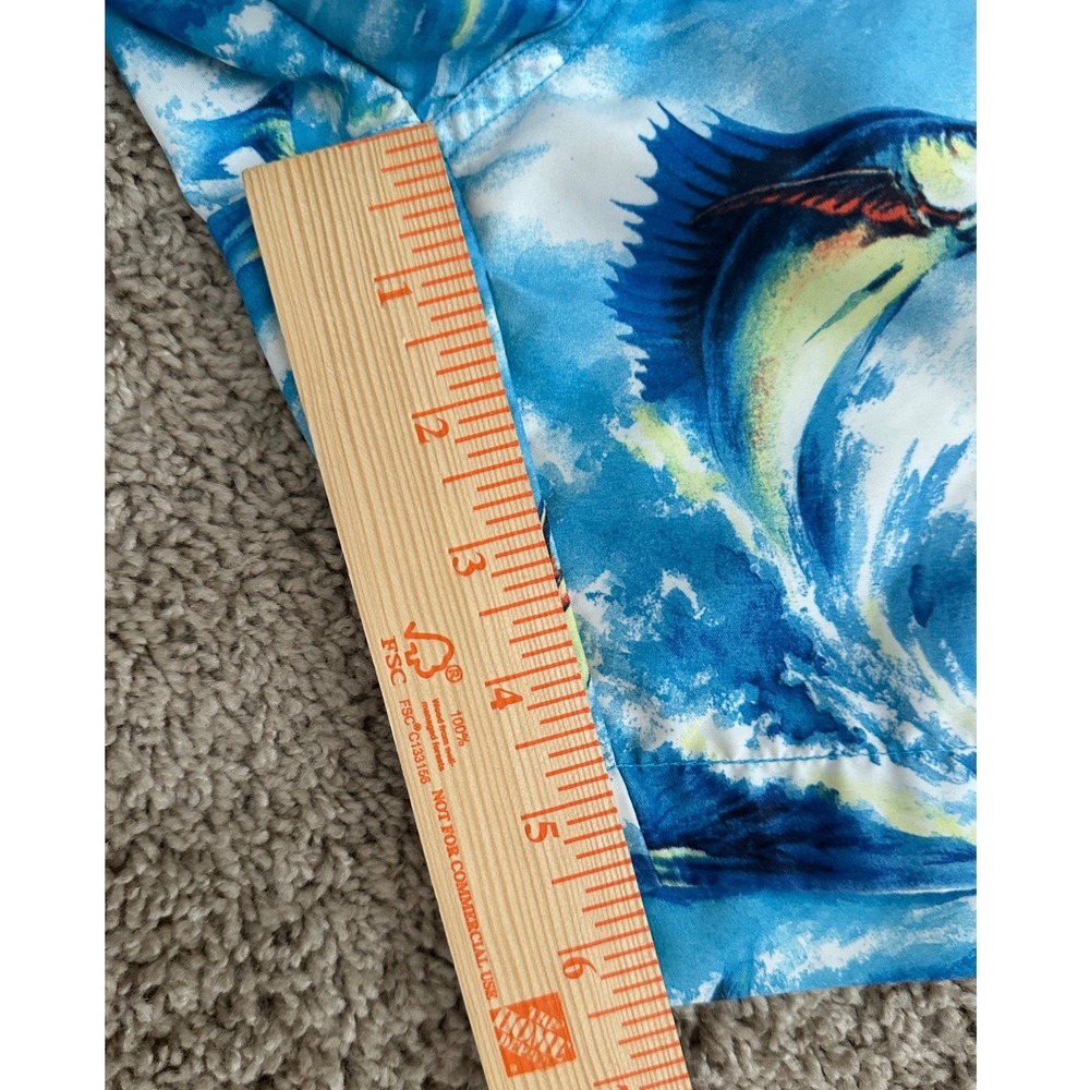 Nautica Mens Blue Marlin Ocean Print Swim Trunks Mesh Liner Size Large EUC - Picture 5 of 6